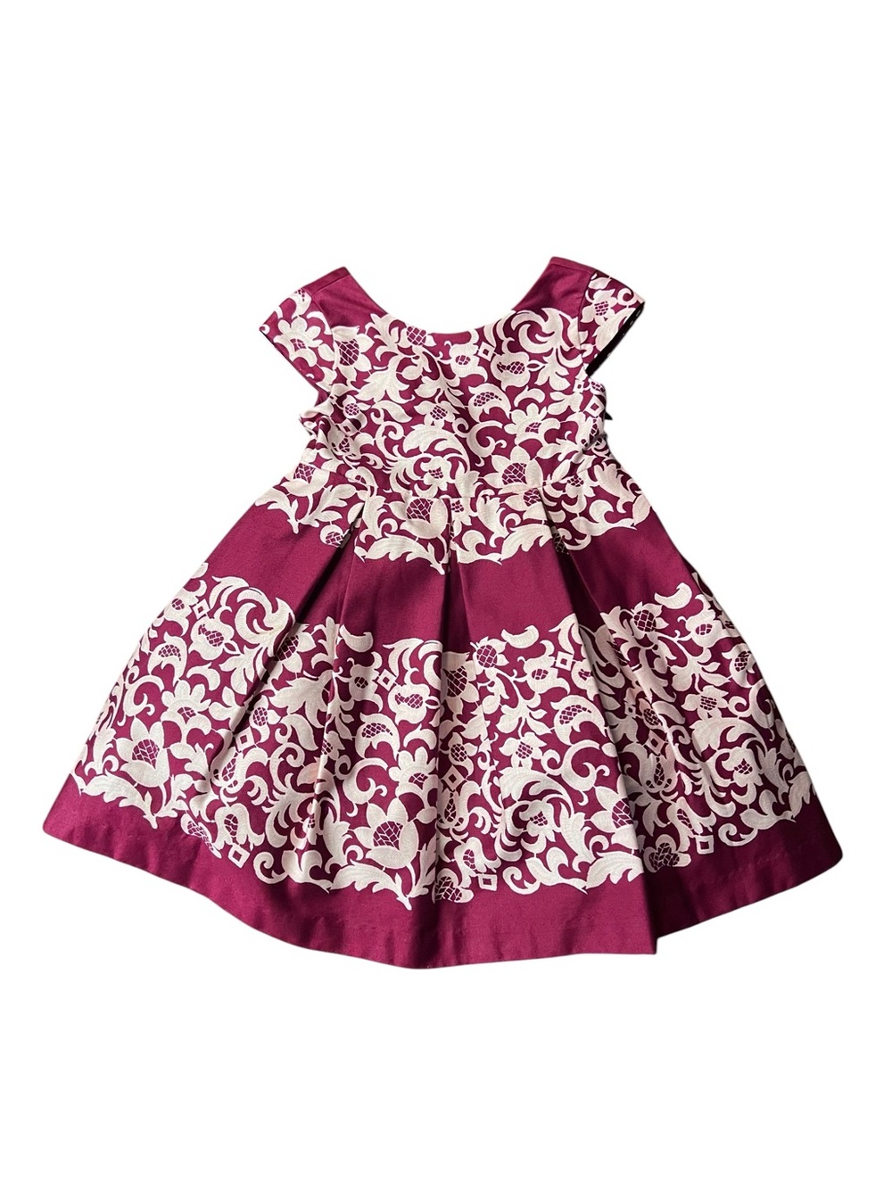 Janie and Jack Magenta & Creamy White Floral Print Pleated Party Dress